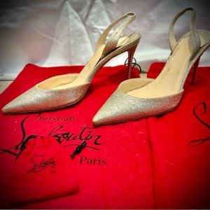 Gold sparkle Christian Louboutin sling backs - never worn outside - Euro size 35